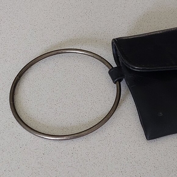 Victoria's Secret Black Faux Leather Vintage Wristlet with Metal Ring Handle - Picture 4 of 12